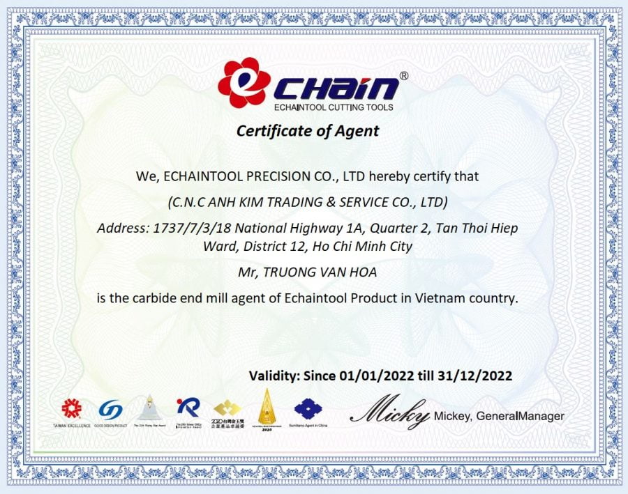 2022 exclusive certificate carbide end mill for CNC Anh Kim - echain