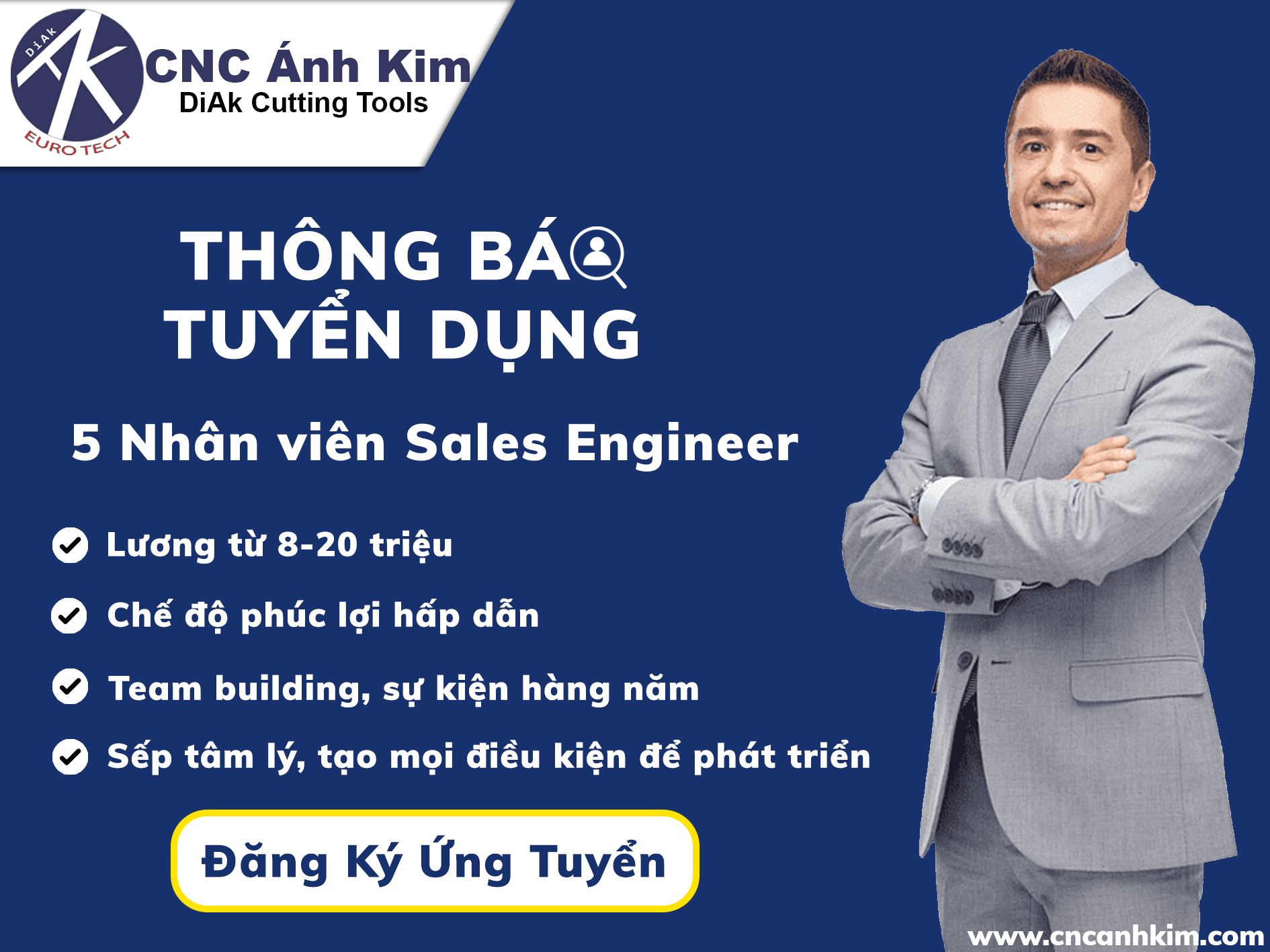 Tuyển Dụng Sales Engineer Tại Công Ty CP TM-DV-SX CNC Ánh Kim