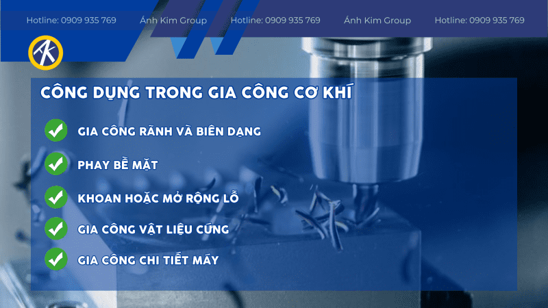 Công dụng trong gia công cơ khí của dao phay ngón