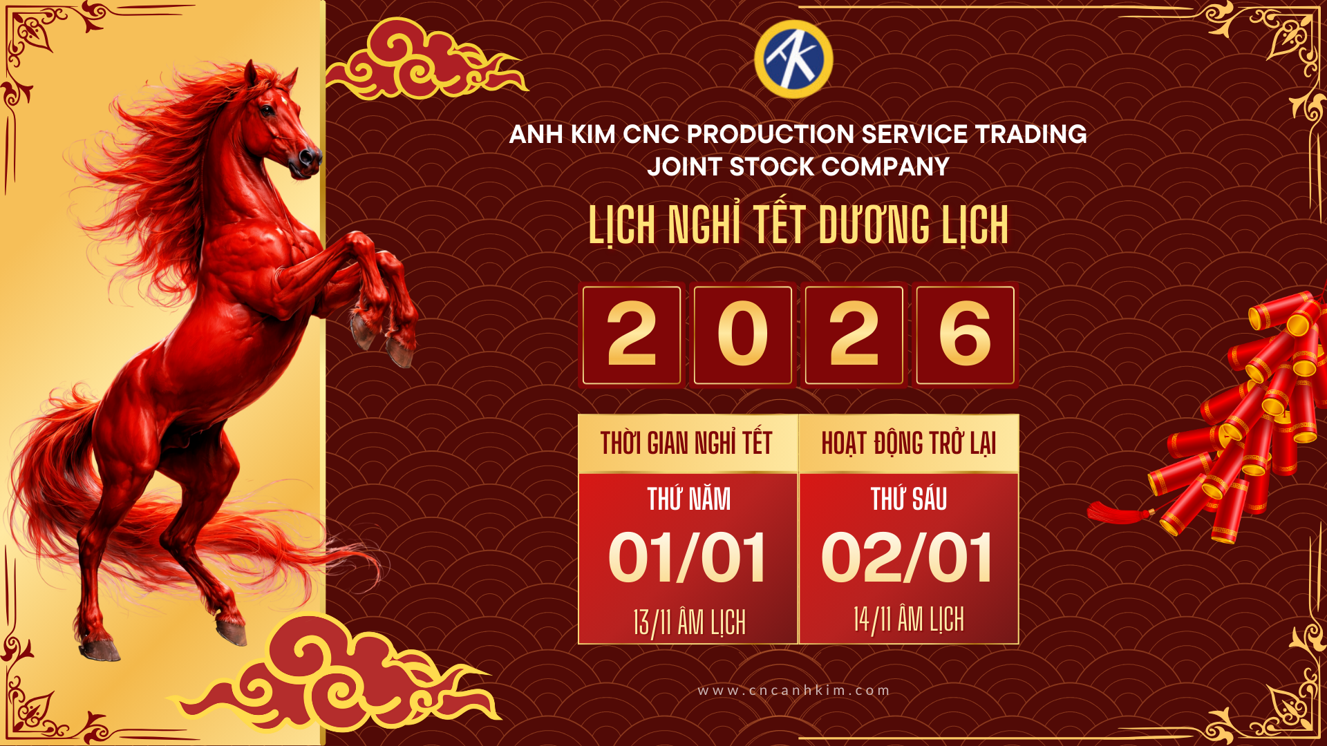 THÔNG BÁO NGHỈ TẾT DƯƠNG LỊCH 2026