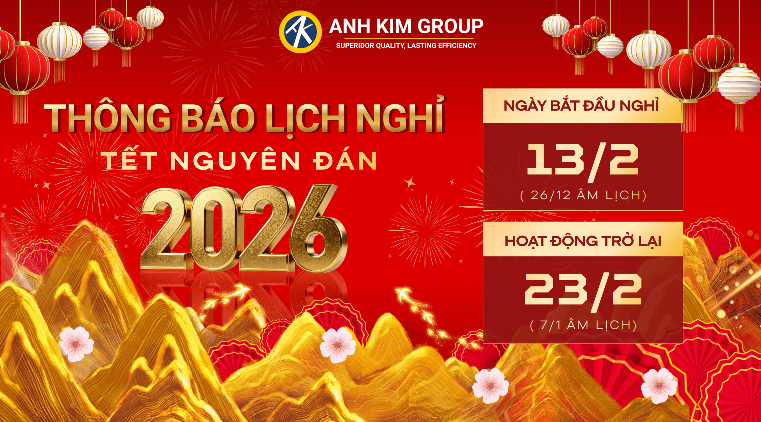 Thông Báo Nghỉ Tết Âm Lịch 2026 – Lịch Nghỉ Chính Thức Của Công Ty